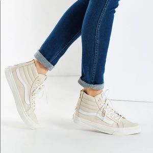 Vans | Shoes | New Vans Sk8 Hi Cream Leather Sneakers | Poshmark